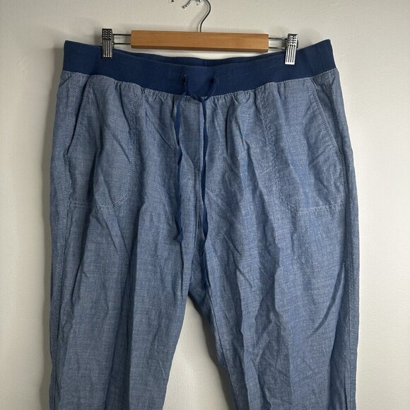 Talbots Pants Womens 14W Cotton Chambray Drawstring Elastic Waist Pull On Casual - Picture 2 of 12